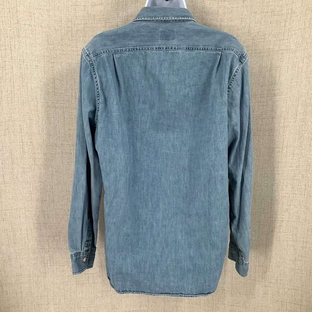 J. Crew Denim Shirt Mens M Blue Cotton Button Down Workwear Classic Casual